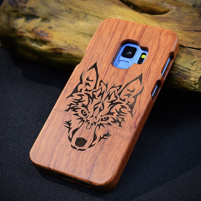 Full Wood Case For Samsung Galaxy Note 9 8 S5 S6 S7 S8 S9 Edge Plus Phone Cover 100% Natural Bamboo Handmade Carving Cases