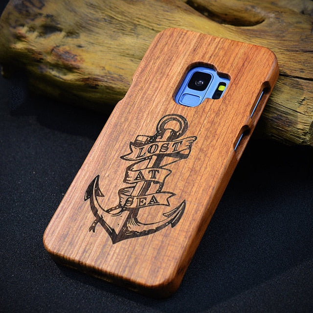Full Wood Case For Samsung Galaxy Note 9 8 S5 S6 S7 S8 S9 Edge Plus Phone Cover 100% Natural Bamboo Handmade Carving Cases
