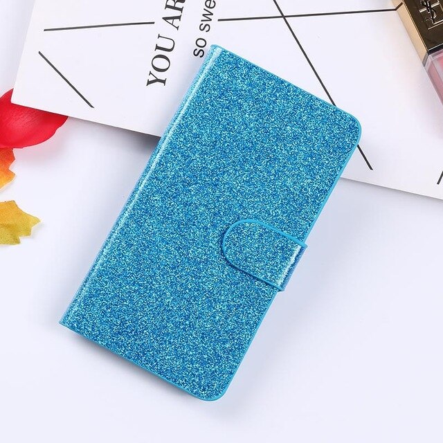 QIJUN Glitter Bling Flip Stand Case For Samsung Galaxy S6 S7 Edge S8 S9 S10 Plus A10 A30 A40 A50 M10 M20 M30 Wallet Phone Cover