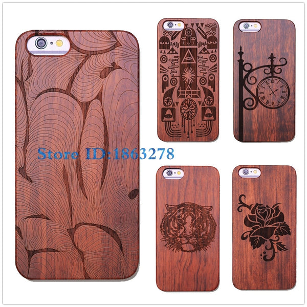 Rejaski Brand Abstract Maya Totem Rose Flower Original Bamboo Wood Case For Iphone 7 7Plus 5 5S SE 6 6S Plus Phone Cover Tiger