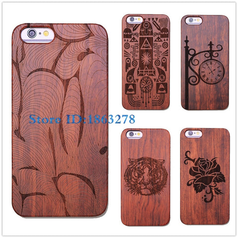 Rejaski Brand Abstract Maya Totem Rose Flower Original Bamboo Wood Case For Iphone 7 7Plus 5 5S SE 6 6S Plus Phone Cover Tiger