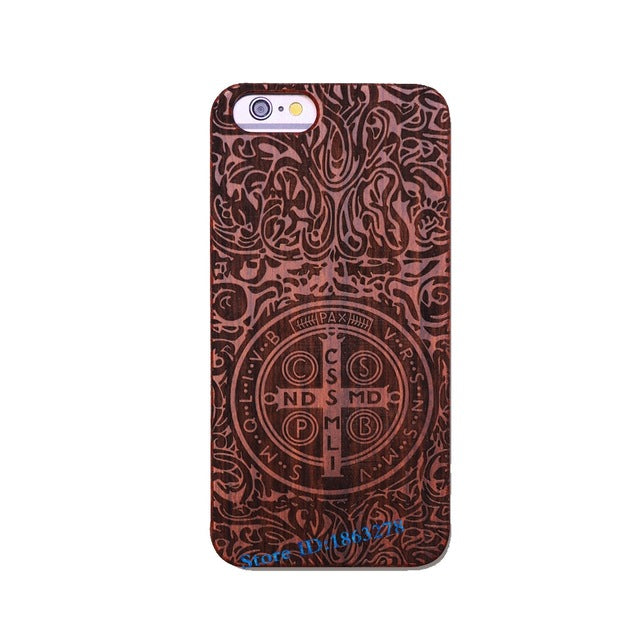 Rejaski Brand Abstract Maya Totem Rose Flower Original Bamboo Wood Case For Iphone 7 7Plus 5 5S SE 6 6S Plus Phone Cover Tiger