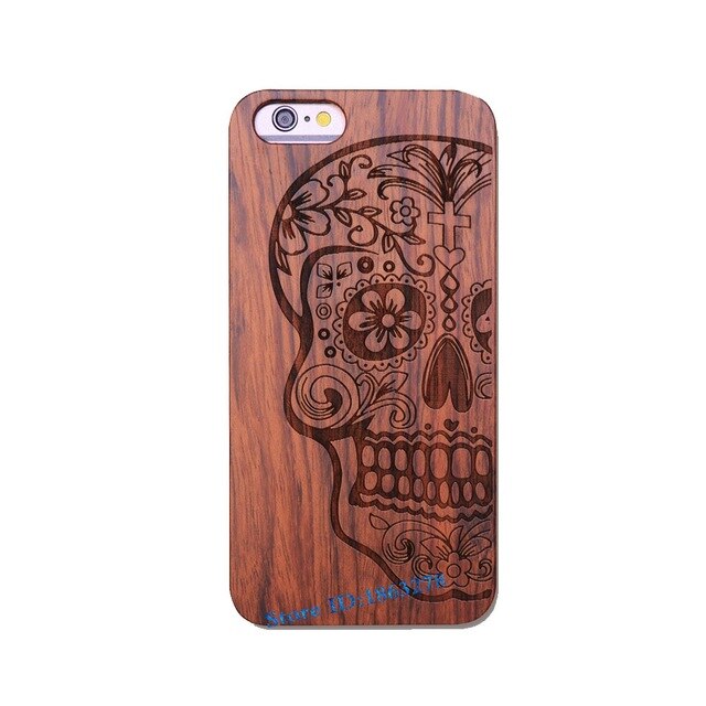 Rejaski Brand Abstract Maya Totem Rose Flower Original Bamboo Wood Case For Iphone 7 7Plus 5 5S SE 6 6S Plus Phone Cover Tiger