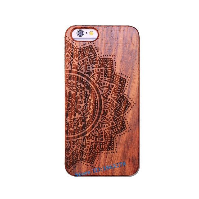 Rejaski Brand Abstract Maya Totem Rose Flower Original Bamboo Wood Case For Iphone 7 7Plus 5 5S SE 6 6S Plus Phone Cover Tiger