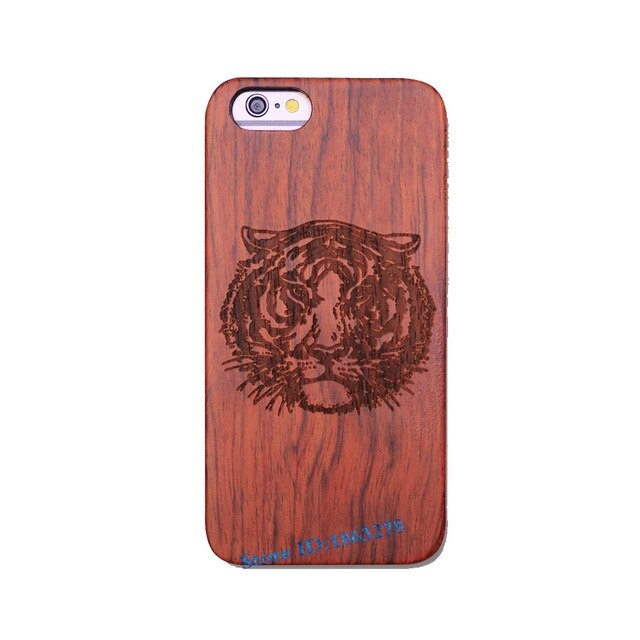 Rejaski Brand Abstract Maya Totem Rose Flower Original Bamboo Wood Case For Iphone 7 7Plus 5 5S SE 6 6S Plus Phone Cover Tiger