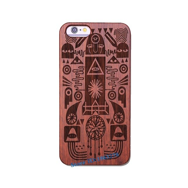 Rejaski Brand Abstract Maya Totem Rose Flower Original Bamboo Wood Case For Iphone 7 7Plus 5 5S SE 6 6S Plus Phone Cover Tiger