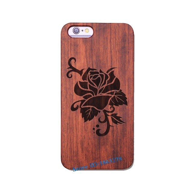 Rejaski Brand Abstract Maya Totem Rose Flower Original Bamboo Wood Case For Iphone 7 7Plus 5 5S SE 6 6S Plus Phone Cover Tiger