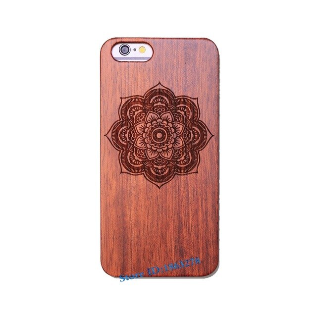 Rejaski Brand Abstract Maya Totem Rose Flower Original Bamboo Wood Case For Iphone 7 7Plus 5 5S SE 6 6S Plus Phone Cover Tiger