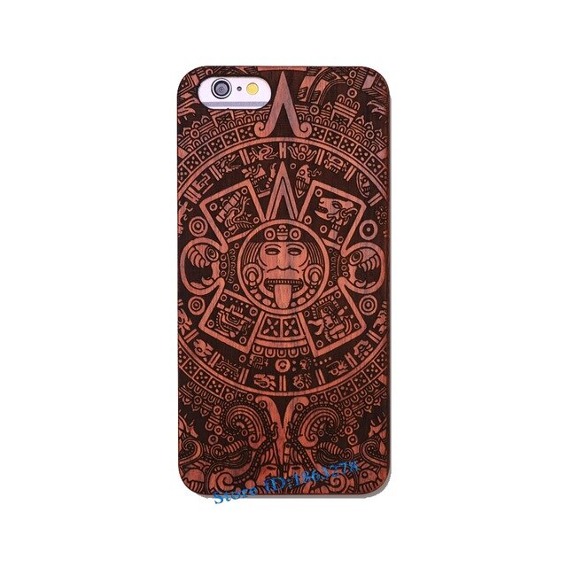 Rejaski Brand Abstract Maya Totem Rose Flower Original Bamboo Wood Case For Iphone 7 7Plus 5 5S SE 6 6S Plus Phone Cover Tiger