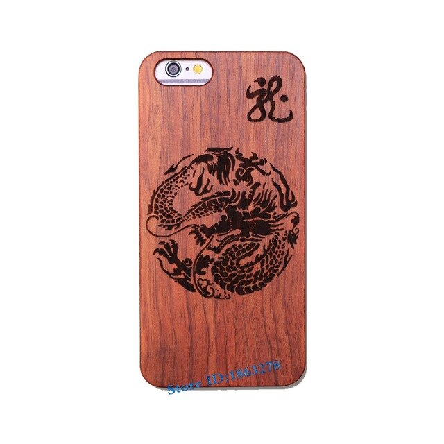 Rejaski Brand Abstract Maya Totem Rose Flower Original Bamboo Wood Case For Iphone 7 7Plus 5 5S SE 6 6S Plus Phone Cover Tiger