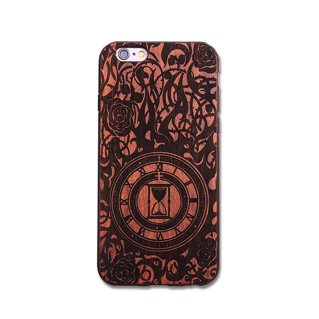 Rejaski Brand Abstract Maya Totem Rose Flower Original Bamboo Wood Case For Iphone 7 7Plus 5 5S SE 6 6S Plus Phone Cover Tiger
