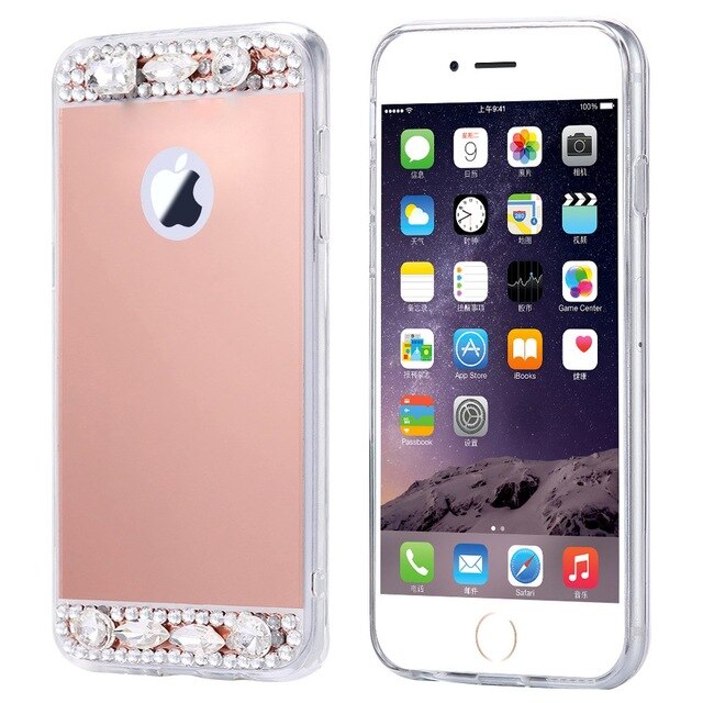 KISSCASE Glitter Mirror Phone Case For iPhone X 7 8 6 6S Plus Diamond Cases For iPhone 7 8 X 5S 5 SE Back Covers For Girl Woman