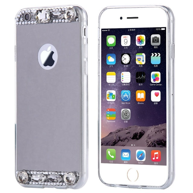 KISSCASE Glitter Mirror Phone Case For iPhone X 7 8 6 6S Plus Diamond Cases For iPhone 7 8 X 5S 5 SE Back Covers For Girl Woman