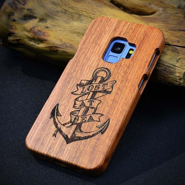 LYBALL Real Wood Phone Case for Samsung Galaxy S10+ 100% Natural Bamboo Hard Cover for S8 S9 S10 Plus S10 Lite S7 Edge Note9 8 5