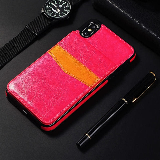 Vertical Flip Card Holder Leather Phone Case For iPhone 11 6 6S Plus X XR XS Max Retro Cover For iPhone 7 8 Plus Wallet Pouch