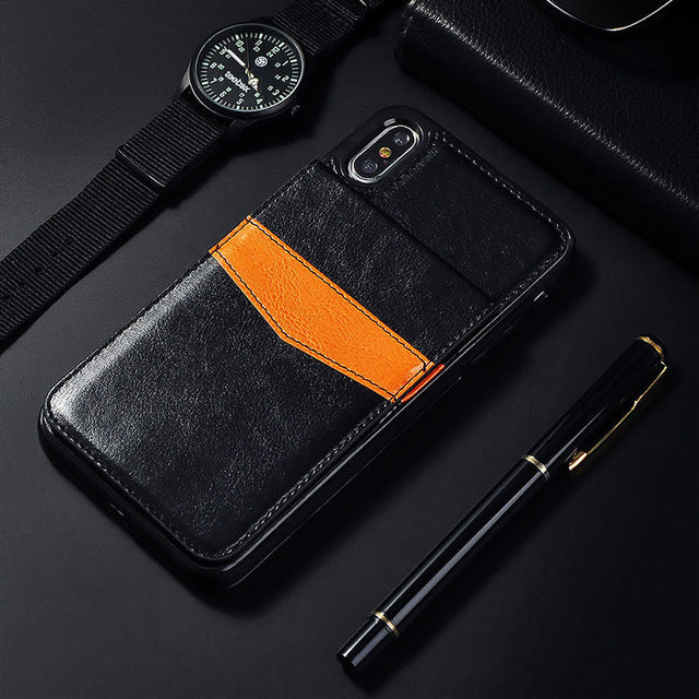 Vertical Flip Card Holder Leather Phone Case For iPhone 11 6 6S Plus X XR XS Max Retro Cover For iPhone 7 8 Plus Wallet Pouch