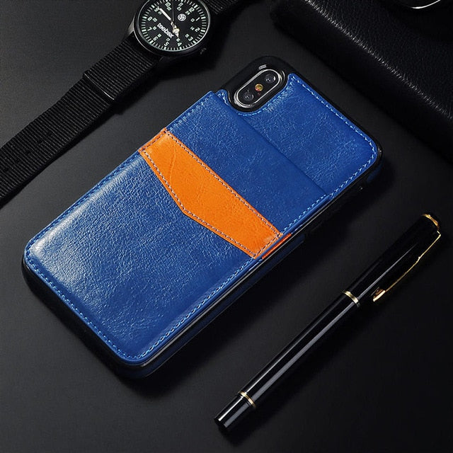 Vertical Flip Card Holder Leather Phone Case For iPhone 11 6 6S Plus X XR XS Max Retro Cover For iPhone 7 8 Plus Wallet Pouch