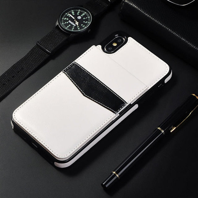 Vertical Flip Card Holder Leather Phone Case For iPhone 11 6 6S Plus X XR XS Max Retro Cover For iPhone 7 8 Plus Wallet Pouch
