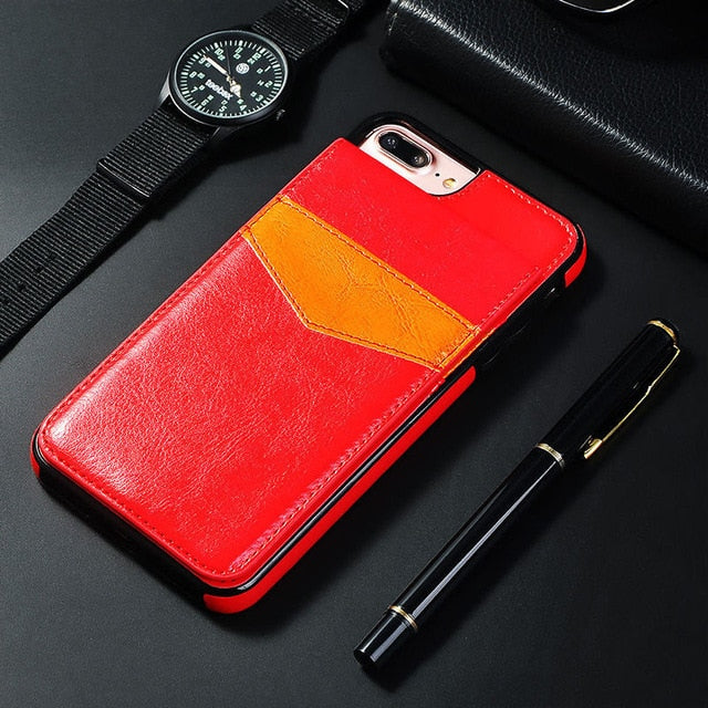 Vertical Flip Card Holder Leather Phone Case For iPhone 11 6 6S Plus X XR XS Max Retro Cover For iPhone 7 8 Plus Wallet Pouch