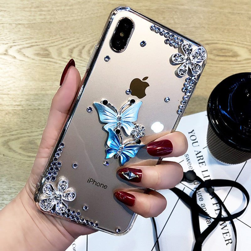 Butterfly Diamond Flower Rhinestone Case Cover For IPhone 11 Pro Max XR XS Max X 8 8Plus 7 7Plus 6 6S Plus 5 5S SE Phone Case