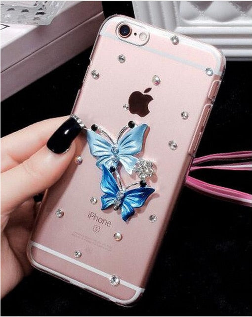 Butterfly Diamond Flower Rhinestone Case Cover For IPhone 11 Pro Max XR XS Max X 8 8Plus 7 7Plus 6 6S Plus 5 5S SE Phone Case
