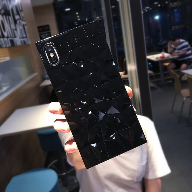 N1986N Phone Case For iPhone 6 6s 7 8 Plus X XR XS Max Fashion Diamond Texture Square Design Clear Soft TPU For iPhone X Fundas