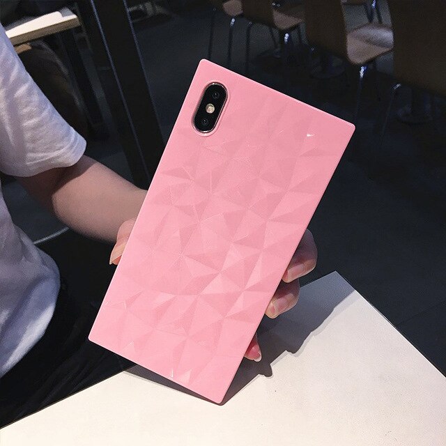 N1986N Phone Case For iPhone 6 6s 7 8 Plus X XR XS Max Fashion Diamond Texture Square Design Clear Soft TPU For iPhone X Fundas