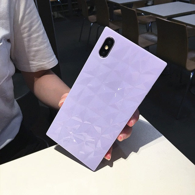 N1986N Phone Case For iPhone 6 6s 7 8 Plus X XR XS Max Fashion Diamond Texture Square Design Clear Soft TPU For iPhone X Fundas