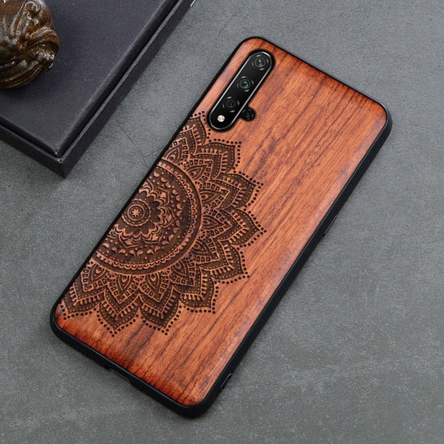 New Carved Skull Elephant Wood Phone Case For Huawei Honor 20 Pro Honor 10 9x 8x Honor View 20 10 Silicon Wooden Case Cover