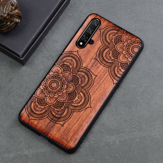 New Carved Skull Elephant Wood Phone Case For Huawei Honor 20 Pro Honor 10 9x 8x Honor View 20 10 Silicon Wooden Case Cover