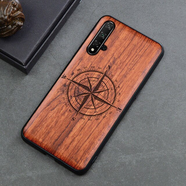 New Carved Skull Elephant Wood Phone Case For Huawei Honor 20 Pro Honor 10 9x 8x Honor View 20 10 Silicon Wooden Case Cover