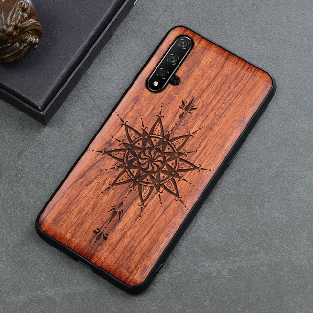 New Carved Skull Elephant Wood Phone Case For Huawei Honor 20 Pro Honor 10 9x 8x Honor View 20 10 Silicon Wooden Case Cover