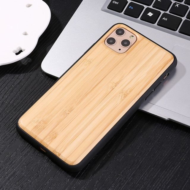 Real Wood Case For iphone 11Pro MAX XR X XS Max 8 7 6 6s Plus Cover Natural Bamboo Wooden Soft Silicone edge Hard Phone Cases