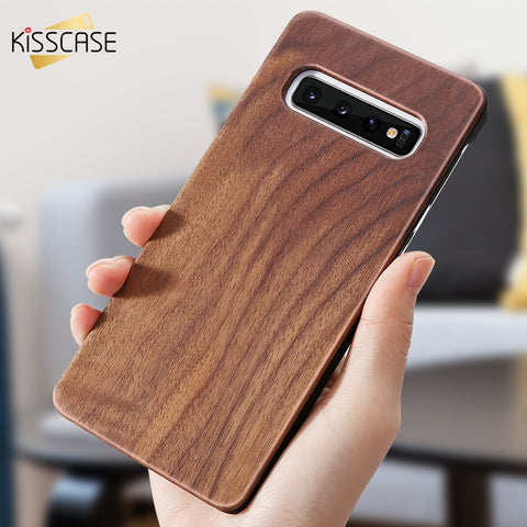 KISSCASE Real Wood Case For Samsung Galaxy S10 S9 S8 Plus Natural Bamboo Case For Samsung Galaxy S7 Edge S8 S10 Plus S10 e Cover