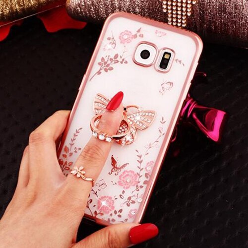 Luxury Flower Soft TPU Silicone Ring Holder Phone Case For Samsung Galaxy J4 J6 Plus J1 2016 J3 J5 J7 J2 Prime Pro Grand Cover