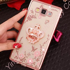 Luxury Flower Soft TPU Silicone Ring Holder Phone Case For Samsung Galaxy J4 J6 Plus J1 2016 J3 J5 J7 J2 Prime Pro Grand Cover