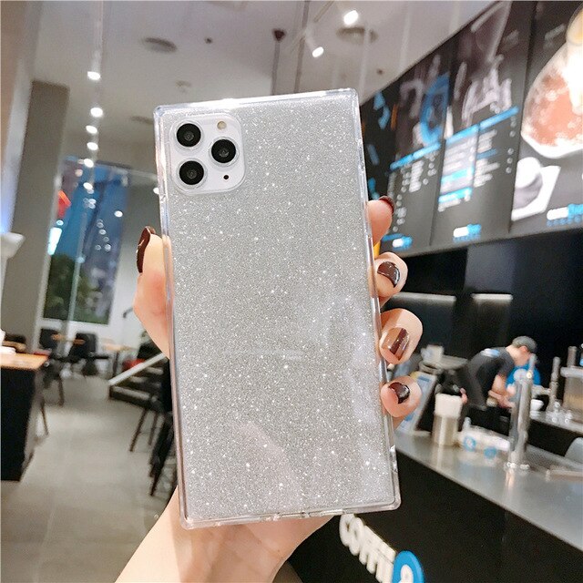 For Iphone 11 Pro Bling Square Glitter Clear Phone Case for Iphone X XS Max XR  8 7 Pluse 6 6S Case Clear Soft TPU Back Cover