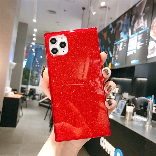 For Iphone 11 Pro Bling Square Glitter Clear Phone Case for Iphone X XS Max XR  8 7 Pluse 6 6S Case Clear Soft TPU Back Cover