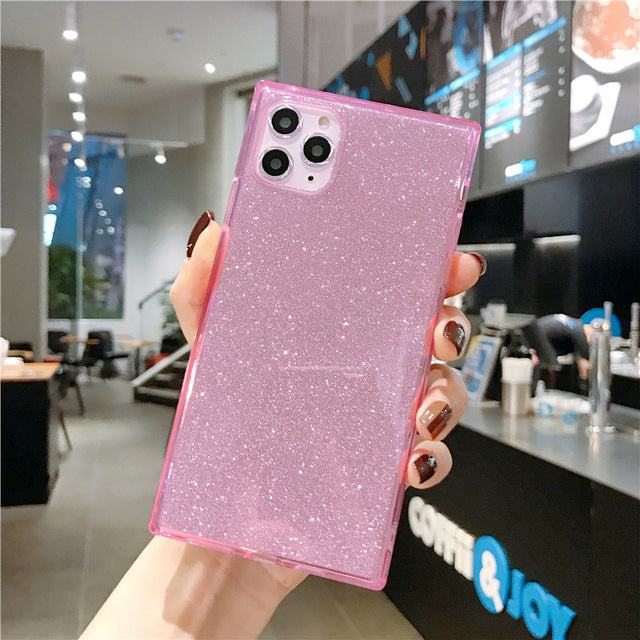 For Iphone 11 Pro Bling Square Glitter Clear Phone Case for Iphone X XS Max XR  8 7 Pluse 6 6S Case Clear Soft TPU Back Cover