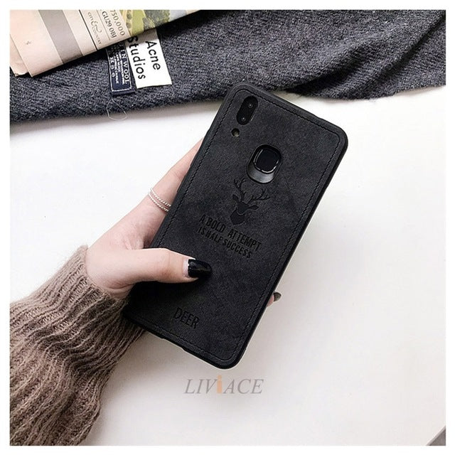 deer cloth phone case on for xiaomi redmi note 7 5 4 4x 6 pro k20 global leather tpu back cover coque