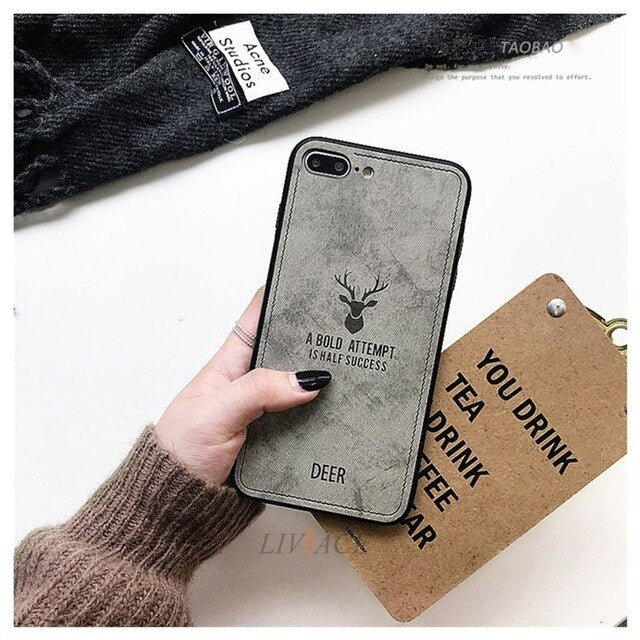 deer cloth phone case on for xiaomi redmi note 7 5 4 4x 6 pro k20 global leather tpu back cover coque