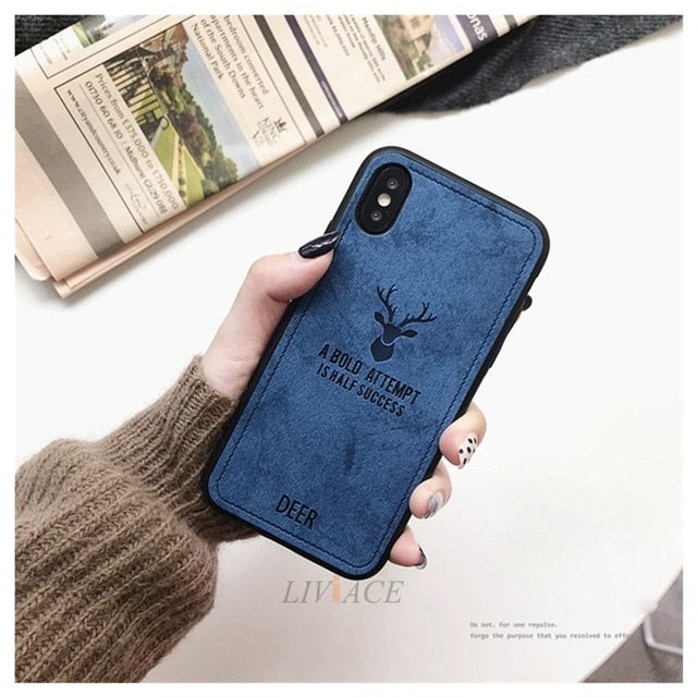 deer cloth phone case on for xiaomi redmi note 7 5 4 4x 6 pro k20 global leather tpu back cover coque