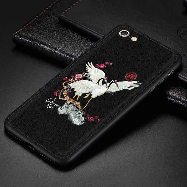 Phone Cases for iPhone11 pro max 8 7 6 6s Plus X Xs Max XR Cover Leather Skin Soft Silicone Traditional Auspicious texture Case