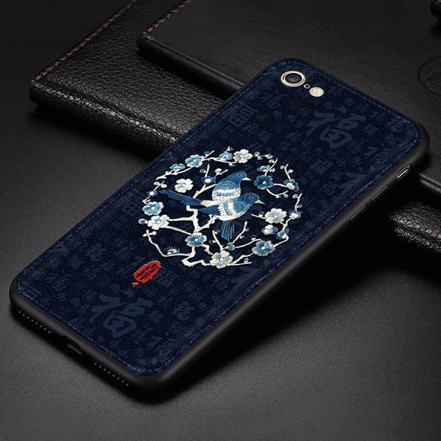 Phone Cases for iPhone11 pro max 8 7 6 6s Plus X Xs Max XR Cover Leather Skin Soft Silicone Traditional Auspicious texture Case