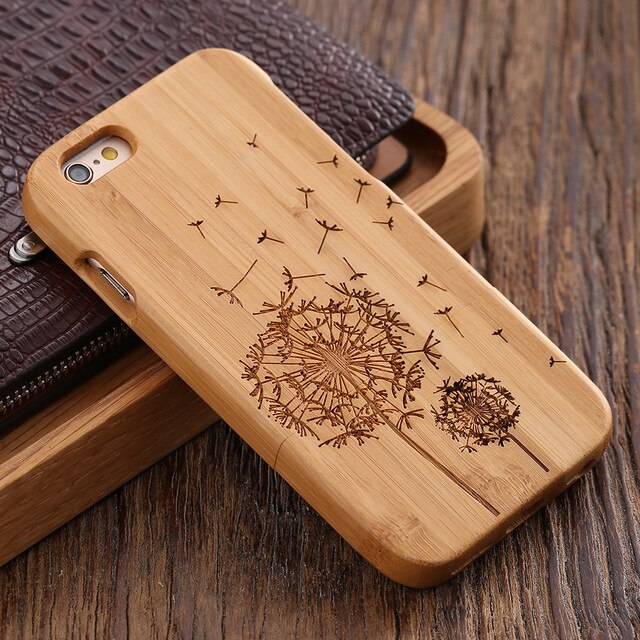 KISSCASE Retro Natural Wood Compact Case For iPhone 6 6s Plus 100% Bamboo Engraved Wolf Cross Capa For Samsung S6 S7 Edge Shells