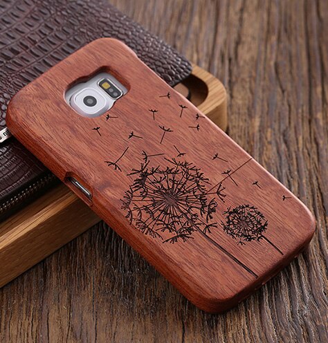 KISSCASE Retro Natural Wood Compact Case For iPhone 6 6s Plus 100% Bamboo Engraved Wolf Cross Capa For Samsung S6 S7 Edge Shells