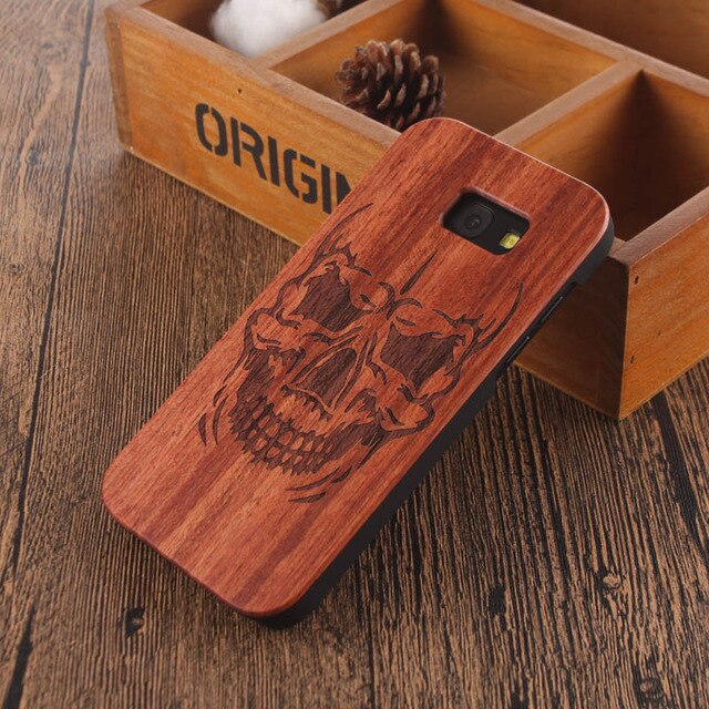 Mandala Skull Head Wood Bamboo Case For samsung galaxy A5 2017 Wood Case For Samsung Galaxy A5 2017 Cell Phone Case Wooden Cover