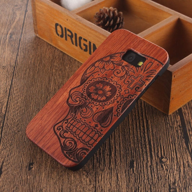 Mandala Skull Head Wood Bamboo Case For samsung galaxy A5 2017 Wood Case For Samsung Galaxy A5 2017 Cell Phone Case Wooden Cover