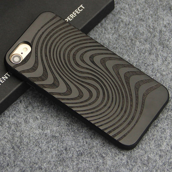 Luxury Case for iPhone 7 8 Plus Carving Clouds Totem Wood Cover Natural Bamboo Wooden TPU Phone Cases for iPhone X Coque Fundas