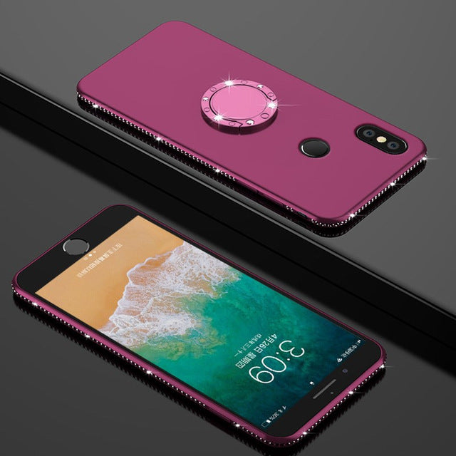 Hot Diamond Silicone Case for Xiaomi Pocophone F1 Redmi 4A 6 6A S2 5A Plus A Prime Note 4X 4 Pro Mi Max 3 A1 A2 Lite With Ring